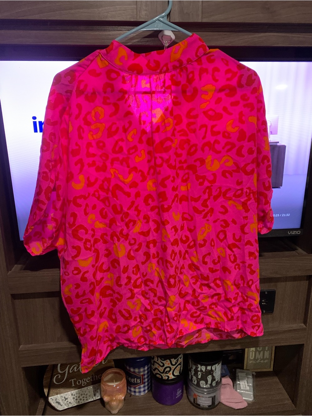 Bright Pink Leopard Print Women's Top